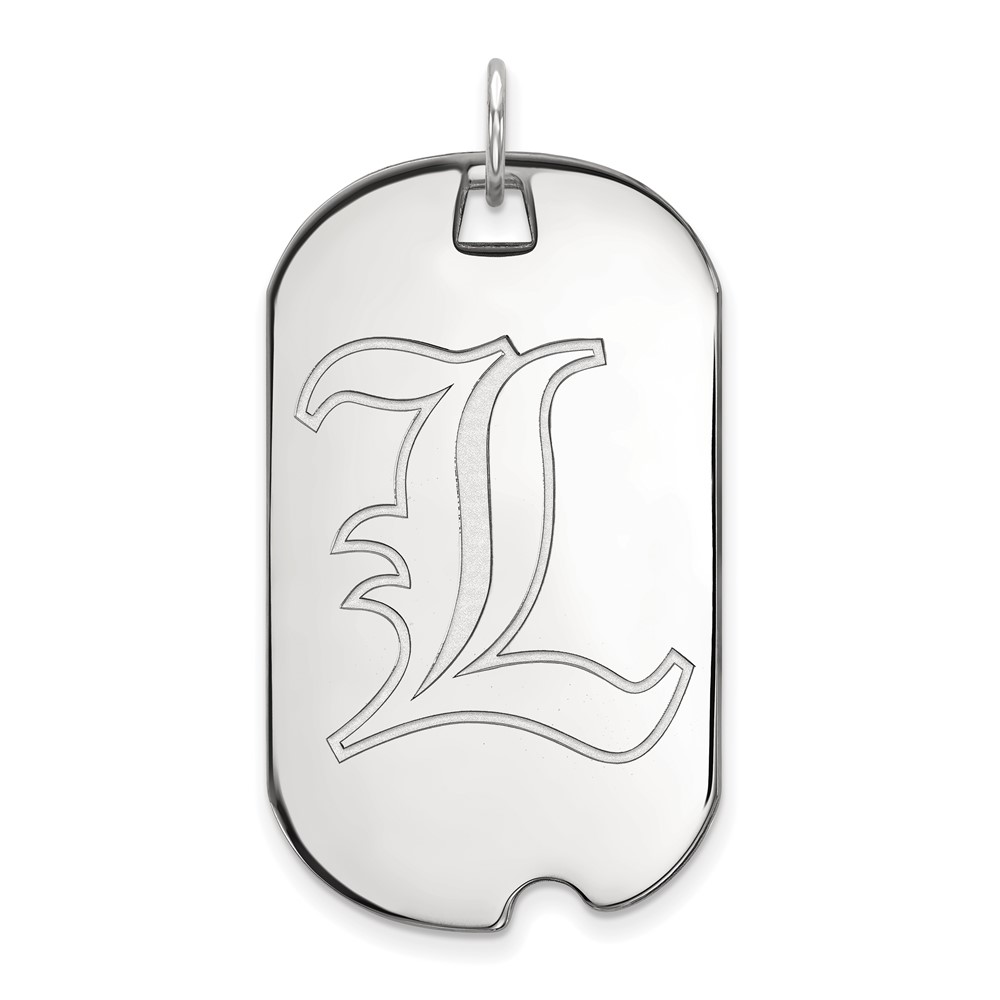Sterling Silver Rhodium-plated LogoArt University of Louisville Letter L Large Dog Tag Pendant