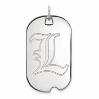 Sterling Silver Rhodium-plated LogoArt University of Louisville Letter L Large Dog Tag Pendant view 1
