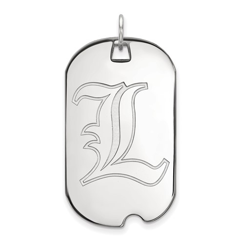 Sterling Silver Rhodium-plated LogoArt University of Louisville Letter L Large Dog Tag Pendant