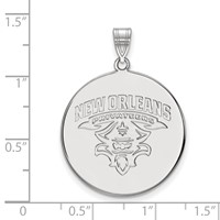 Sterling Silver Rhodium-plated LogoArt University of New Orleans Privateers Extra Large Disc Pendant view 2
