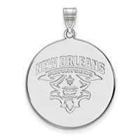 Sterling Silver Rhodium-plated LogoArt University of New Orleans Privateers Extra Large Disc Pendant view 1