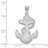 Sterling Silver Rhodium-plated LogoArt US Naval Academy Anchor Extra Large Pendant view 2