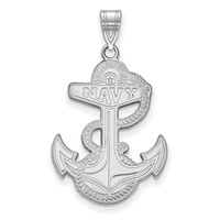 Sterling Silver Rhodium-plated LogoArt US Naval Academy Anchor Extra Large Pendant view 1