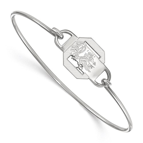 Sterling Silver Rhodium-plated LogoArt University of South Carolina Small Center Wire Bangle, 7"