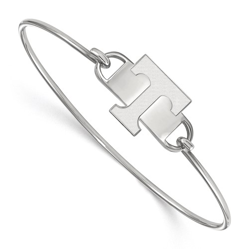 Sterling Silver Rhodium-plated LogoArt University of Tennessee Letter T Small Center Wire Bangle, 7"