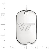 Sterling Silver Rhodium-plated LogoArt Virginia Tech V-t Large Dog Tag Pendant view 2