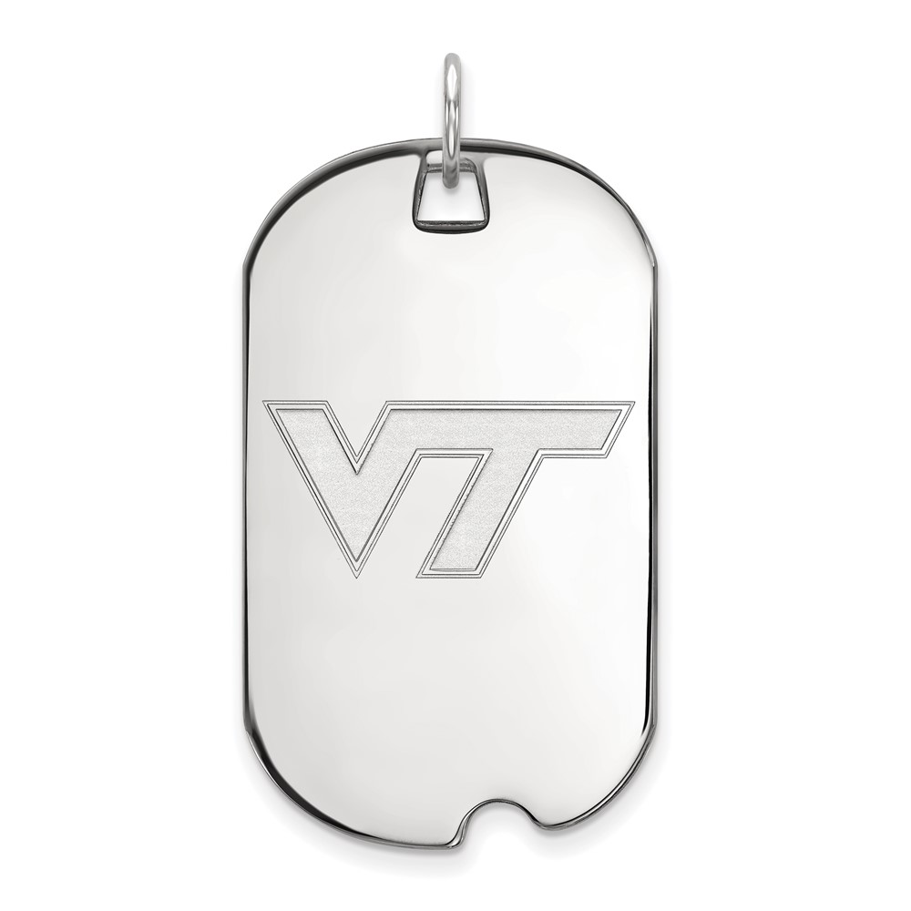 Sterling Silver Rhodium-plated LogoArt Virginia Tech V-t Large Dog Tag Pendant