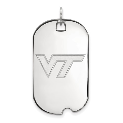 Sterling Silver Rhodium-plated LogoArt Virginia Tech V-t Large Dog Tag Pendant