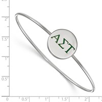 Sterling Silver Rh-plated LogoArt Alpha Sigma Tau Enameled Slip-on Bangle view 3