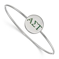 Sterling Silver Rh-plated LogoArt Alpha Sigma Tau Enameled Slip-on Bangle view 1