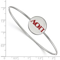 Sterling S. Rh-plated LogoArt Alpha Omicron Pi Enameled Slip-on Bangle view 2