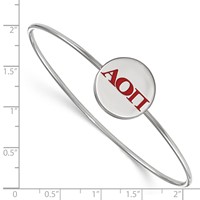 Sterling S. Rh-plated LogoArt Alpha Omicron Pi Enameled Slip-on Bangle view 3