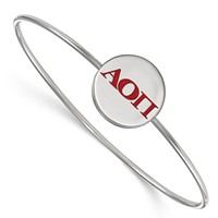 Sterling S. Rh-plated LogoArt Alpha Omicron Pi Enameled Slip-on Bangle view 1