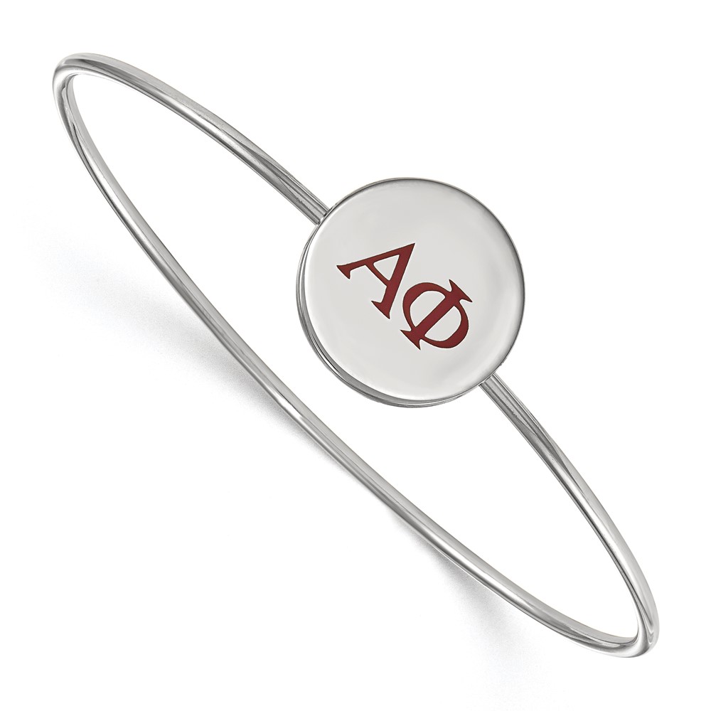 Sterling Silver Rh-plated LogoArt Alpha Phi Enameled Slip-on Bangle