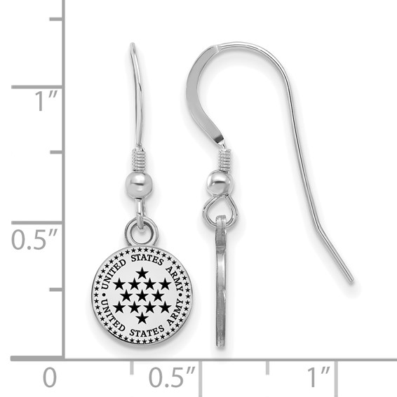Sterling Silver United States Army Epoxied Small Dangle Earrings