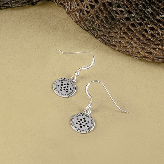 Sterling Silver United States Army Epoxied Small Dangle Earrings