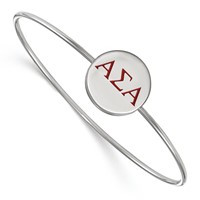 Sterling S. Rh-plated LogoArt Alpha Sigma Alpha Enameled Slip-on Bangle view 1