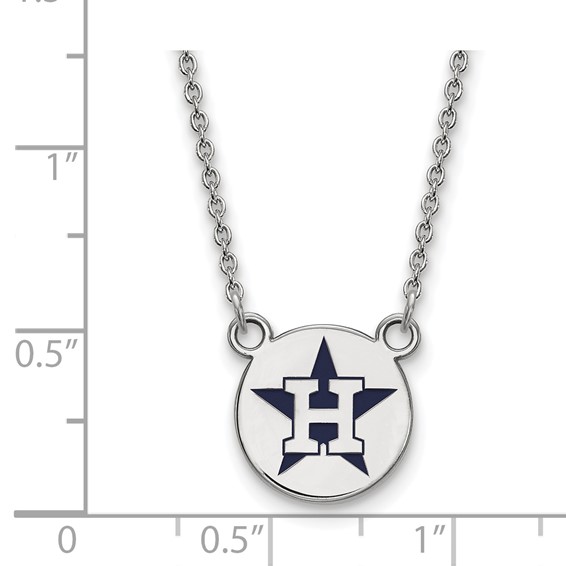 Sterling Silver Rhodium Plated Major League Baseball LogoArt Houston Astros Enamel Necklace