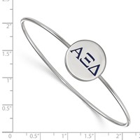 Sterling Silver Rh-plated LogoArt Alpha Xi Delta Enameled Slip-on Bangle view 3