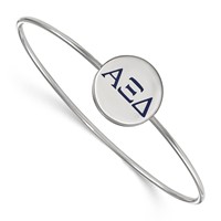Sterling Silver Rh-plated LogoArt Alpha Xi Delta Enameled Slip-on Bangle view 1