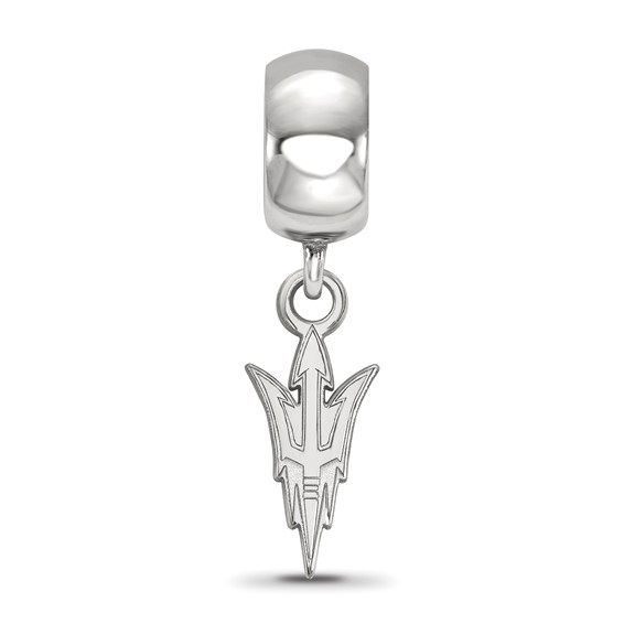 Sterling Silver Rhodium-plated LogoArt Arizona State University Pitchfork Small Dangle Bead Charm