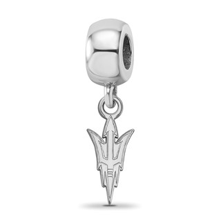 Sterling Silver Rhodium-plated LogoArt Arizona State University Pitchfork Small Dangle Bead Charm