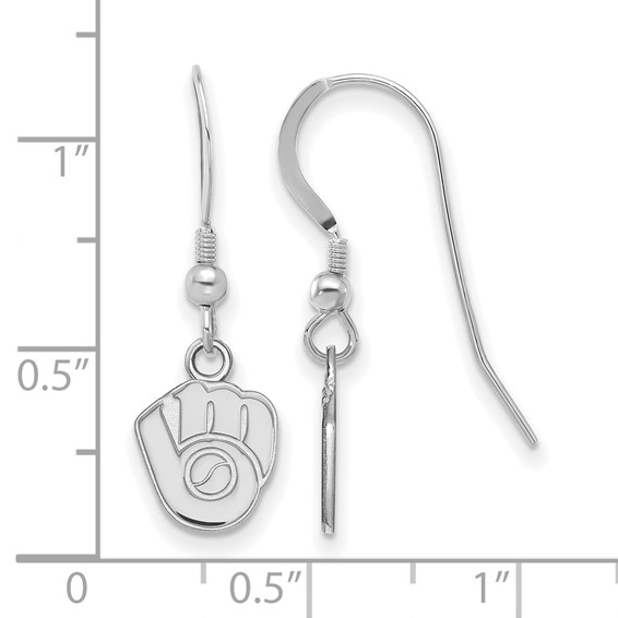 Sterling Silver Rhodium Plated Major League Baseball LogoArt Milwaukee Brewers Dangle Earrings