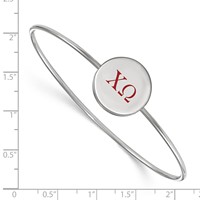 Sterling Silver Rh-plated LogoArt Chi Omega Enameled Slip-on Bangle view 3