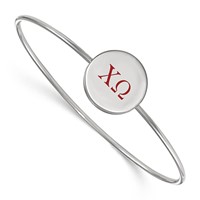 Sterling Silver Rh-plated LogoArt Chi Omega Enameled Slip-on Bangle view 1