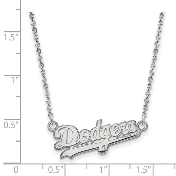 14k White Gold Major League Baseball LogoArt Los Angeles Dodgers Script Pendant Necklace