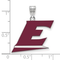 Sterling Silver Rhodium-plated LogoArt Eastern Kentucky University Letter E Large Enameled Pendant view 2