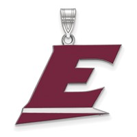 Sterling Silver Rhodium-plated LogoArt Eastern Kentucky University Letter E Large Enameled Pendant view 1