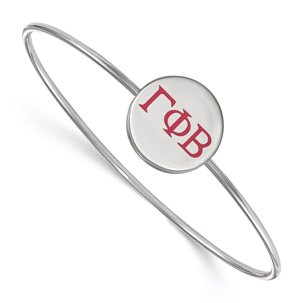 Sterling Silver Rh-plated LogoArt Gamma Phi Beta Enameled Slip-on Bangle