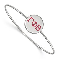 Sterling Silver Rh-plated LogoArt Gamma Phi Beta Enameled Slip-on Bangle view 1