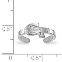 Sterling Silver Rhodium-plated LogoArt Georgia Institute of Technology G-t Toe Ring view 5