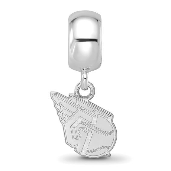 Sterling Silver Rhodium Plated Major League Baseball LogoArt Cleveland Guardians Extra Small Bead Dangle Charm