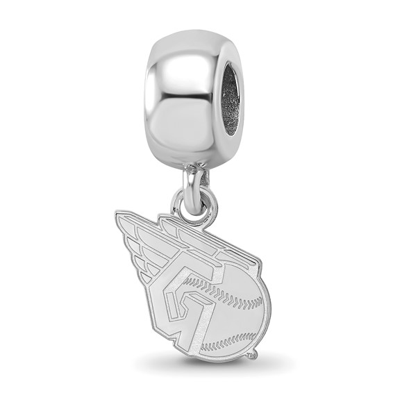 Sterling Silver Rhodium Plated Major League Baseball LogoArt Cleveland Guardians Extra Small Bead Dangle Charm