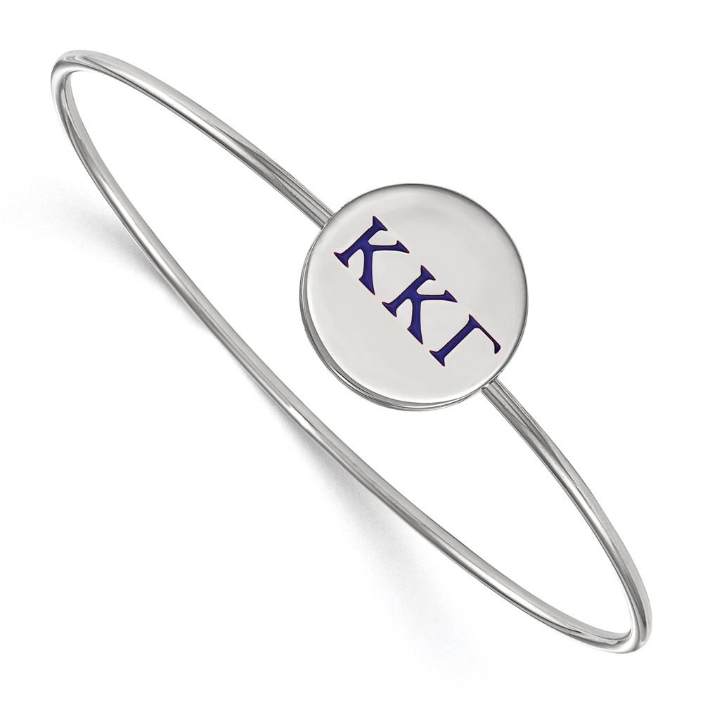 Sterling S. Rh-plated LogoArt Kappa Kappa Gamma Enameled Slip-on Bangle