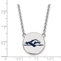 Sterling Silver Rhodium-plated LogoArt Longwood University Horse Large Enameled Disc Necklace, 18" view 2
