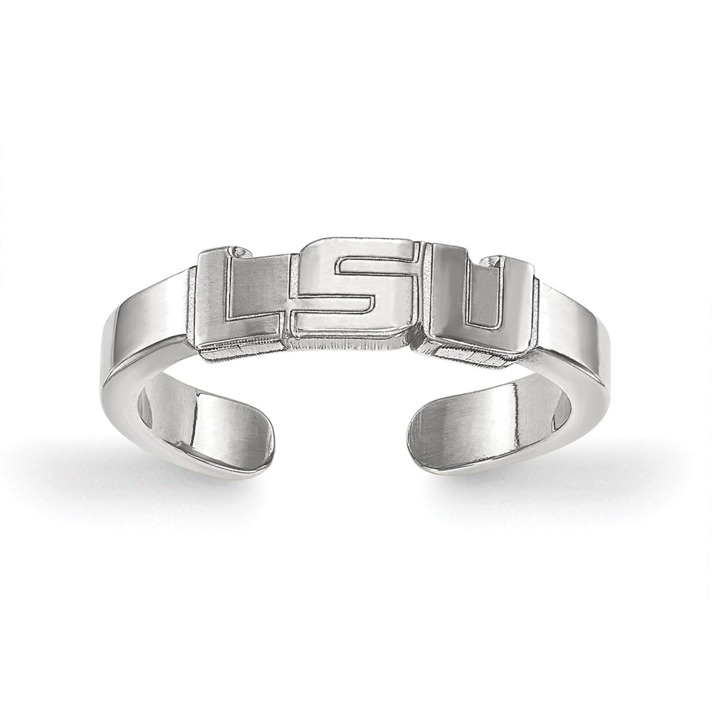 Sterling Silver Rhodium-plated LogoArt Louisiana State University L-s-u Toe Ring