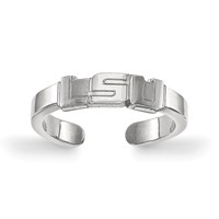 Sterling Silver Rhodium-plated LogoArt Louisiana State University L-s-u Toe Ring view 1