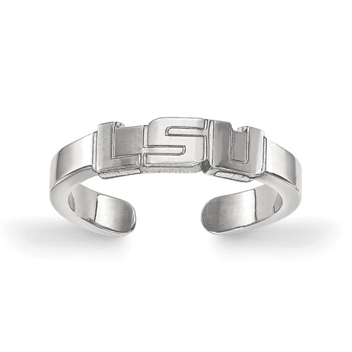 Sterling Silver Rhodium-plated LogoArt Louisiana State University L-s-u Toe Ring