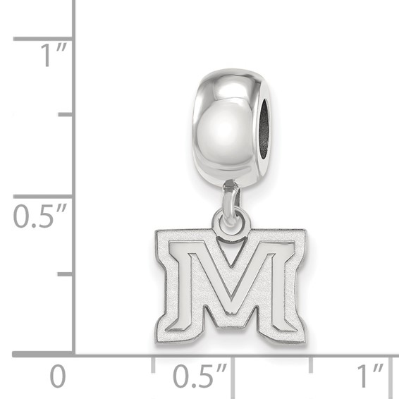 Sterling Silver Rhodium-plated LogoArt Montana State University Letter M Extra Small Dangle Bead Charm