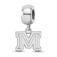 Sterling Silver Rhodium-plated LogoArt Montana State University Letter M Extra Small Dangle Bead Charm view 1