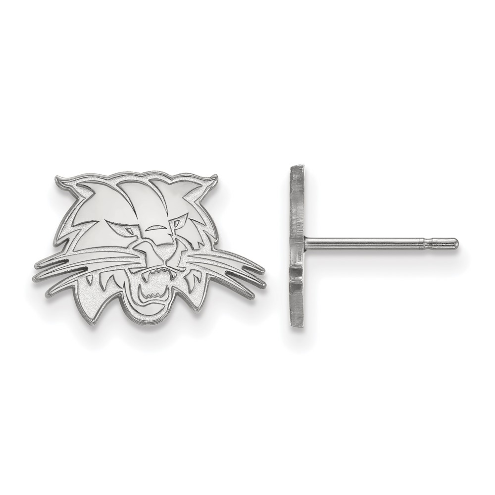 Sterling Silver Rhodium-plated LogoArt Ohio University Bobcat Extra Small Post Earrings
