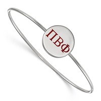 Sterling Silver Rh-plated LogoArt Pi Beta Phi Enameled Slip-on Bangle view 1