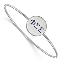 Sterling Silver Rh-plated LogoArt Phi Sigma Sigma Enameled Slip-on Bangle view 1