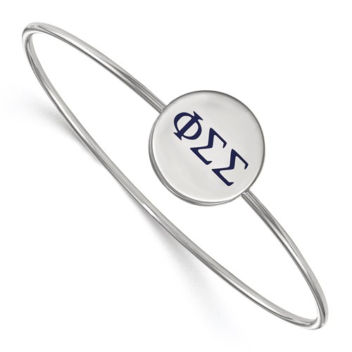 Sterling Silver Rh-plated LogoArt Phi Sigma Sigma Enameled Slip-on Bangle