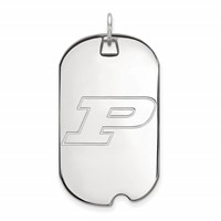 Sterling Silver Rhodium-plated LogoArt Purdue University Letter P Large Dog Tag Pendant view 1