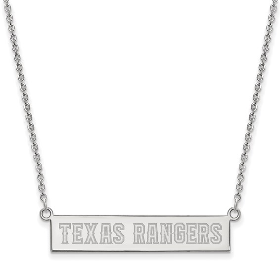 SS/Rh-p Major League Baseball LogoArt Texas Rangers Bar Necklace